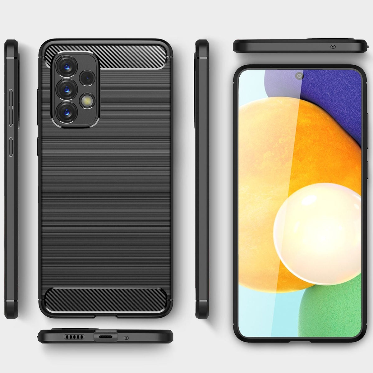 NALIA Silikonhülle für Samsung Galaxy A33 – Rutschfest & Matt – VORTEX (Gebürstete Optik & Carbon Design) – Marke aus Berlin