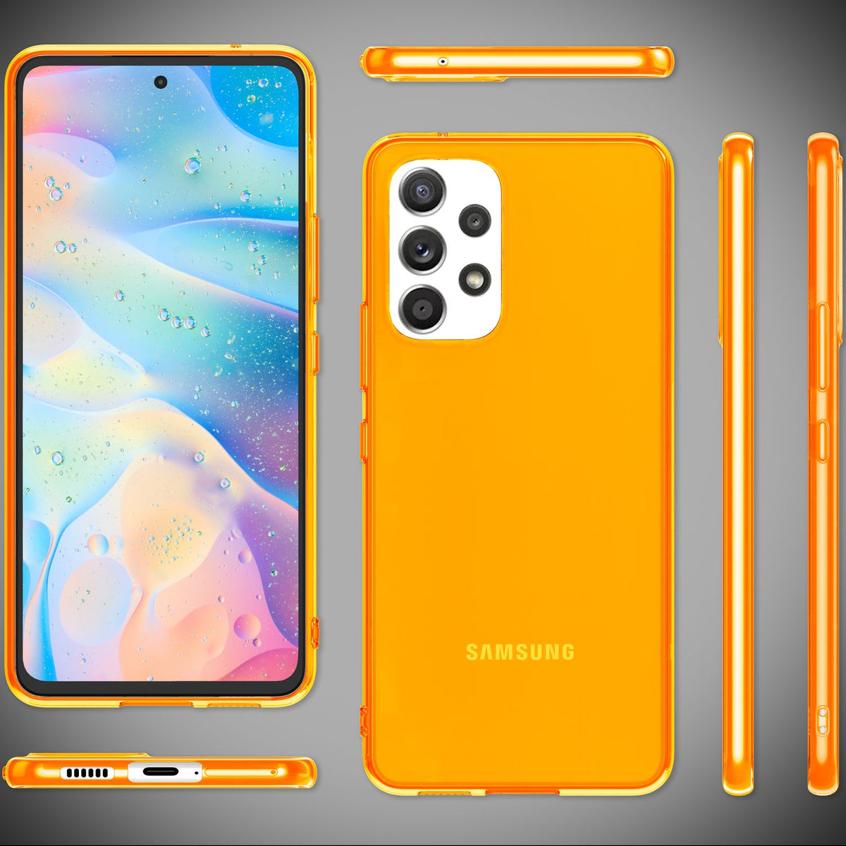 NALIA Neon Silikonhülle für Samsung Galaxy A53 – Knallige Signal-Farbe & Linsenschutz – VIBE (Transparentes Case) – Marke aus Berlin