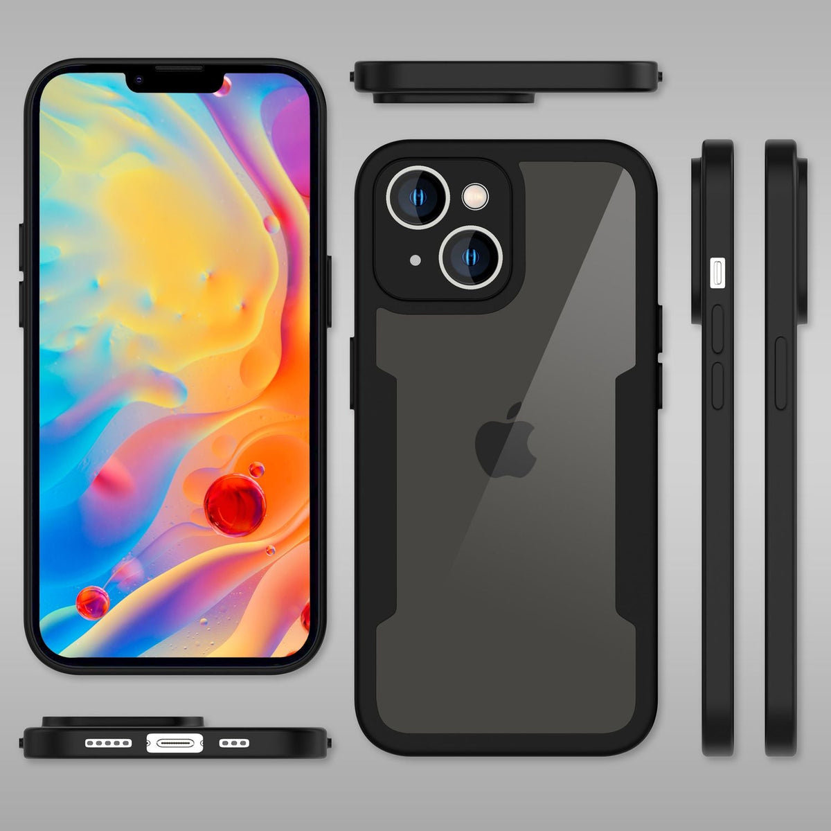 NALIA 360° Hülle für iPhone 14 Plus – Vergilbungsfrei & Rutschfester Matt-Rahmen – SURROUND (Full-Body Case mit Kameraschutz) – Marke aus Berlin