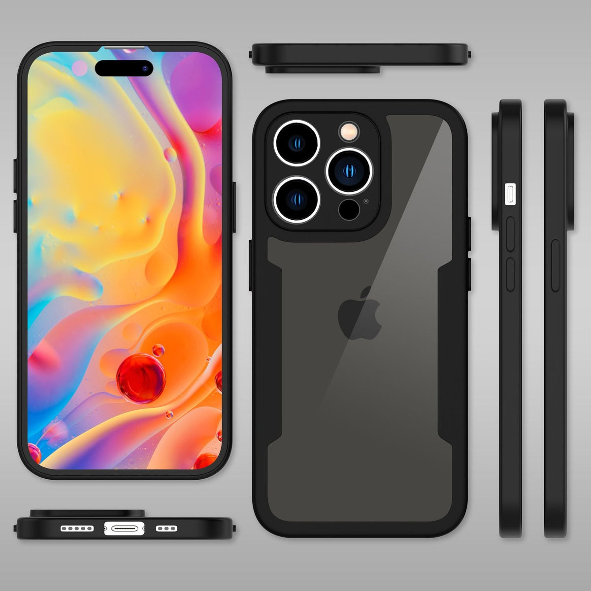 NALIA 360° Hülle für iPhone 14 Pro Max – Vergilbungsfrei & Rutschfester Matt-Rahmen – SURROUND (Full-Body Case mit Kameraschutz) – Marke aus Berlin
