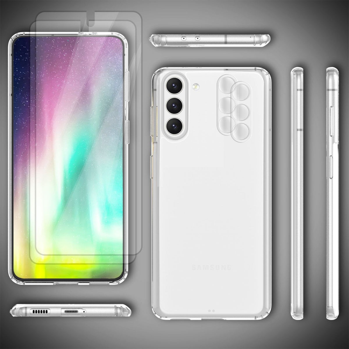 NALIA Transparente Hülle für Samsung Galaxy S23 – Anti-Gelb & Stoßfest – BLYSS (Rückseite in Glas-Optik) – Marke aus Berlin