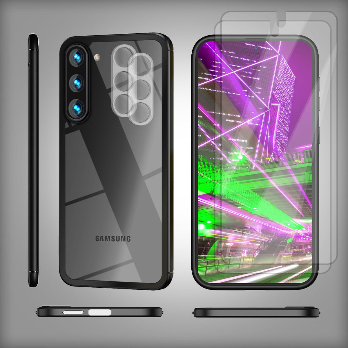 NALIA Handyhülle für Samsung Galaxy S23 Plus – Transparentes Hardcase & Schwarzer Bumper – PROVA (Vergilbungsfrei & Stoßfest) – Marke aus Berlin