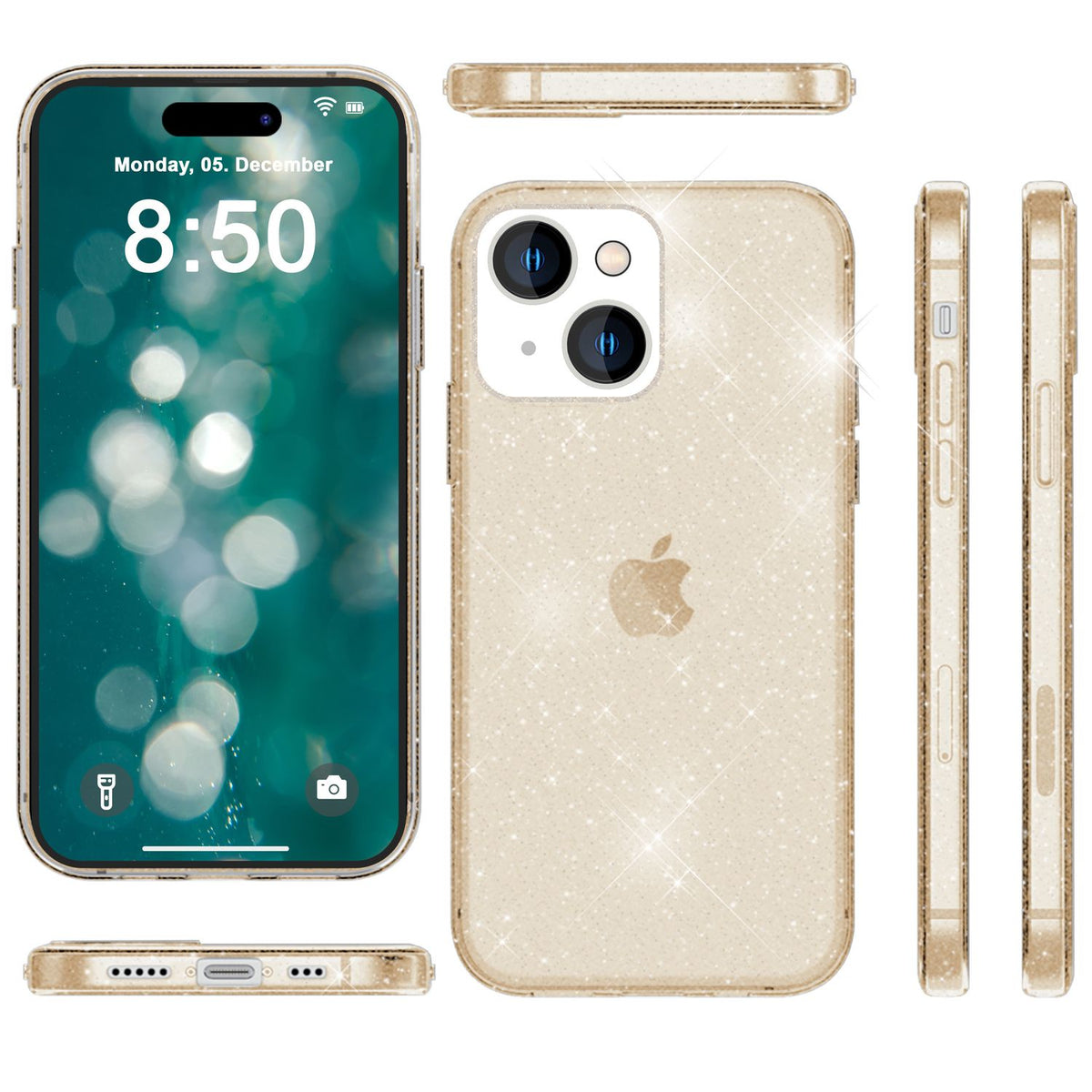 NALIA Glitzerhülle für iPhone 15 Plus – Funkelndes Silikon Case – DAZZLIN (Transparent & Stoßfest) – Marke aus Berlin