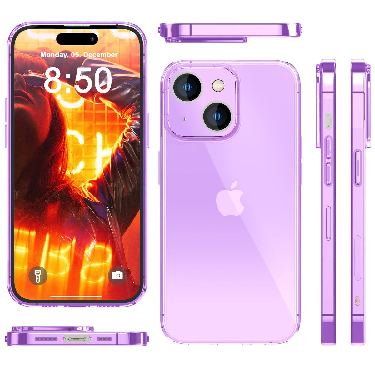 NALIA Neon Silikonhülle für iPhone 15 Plus – Knallige Signal-Farbe & Linsenschutz – VIBE (Transparentes Case) – Marke aus Berlin