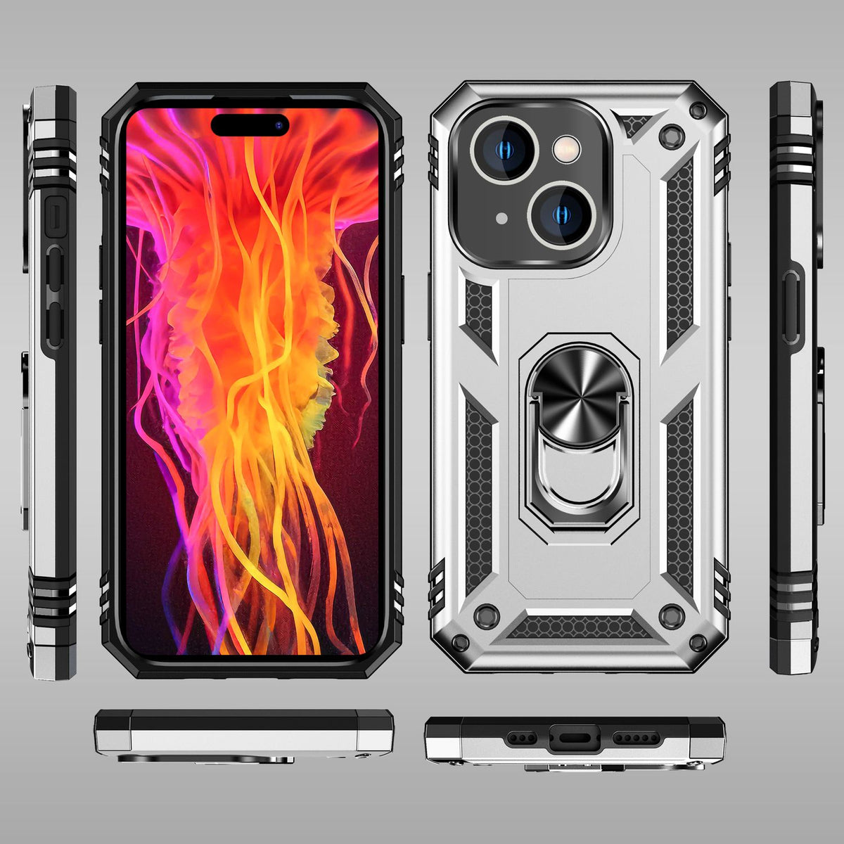NALIA Panzerhülle für iPhone 15 Plus – Ring-Ständer 360° & Magnet-Halterung Kompatibel – RINGDEFEND (Stoßfestes Outdoor Case) – Marke aus Berlin