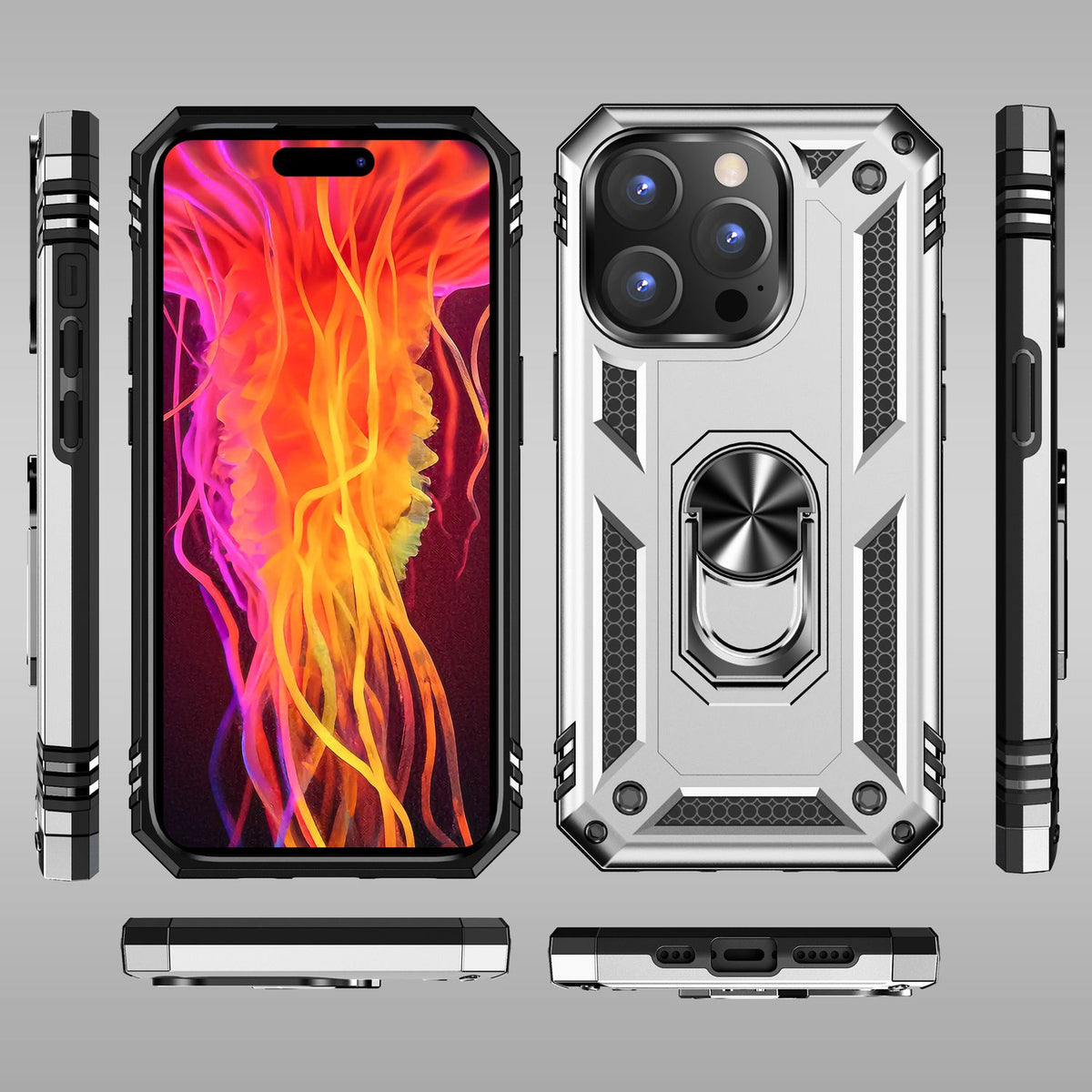 NALIA Panzerhülle für iPhone 15 Pro Max – Ring-Ständer 360° & Magnet-Halterung Kompatibel – RINGDEFEND (Stoßfestes Outdoor Case) – Marke aus Berlin