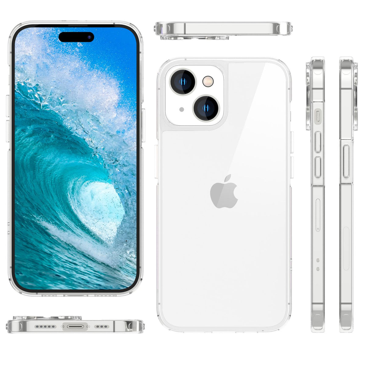 NALIA Transparente Hülle für iPhone 15 – Anti-Gelb & Stoßfest – BLYSS (Rückseite in Glas-Optik) – Marke aus Berlin