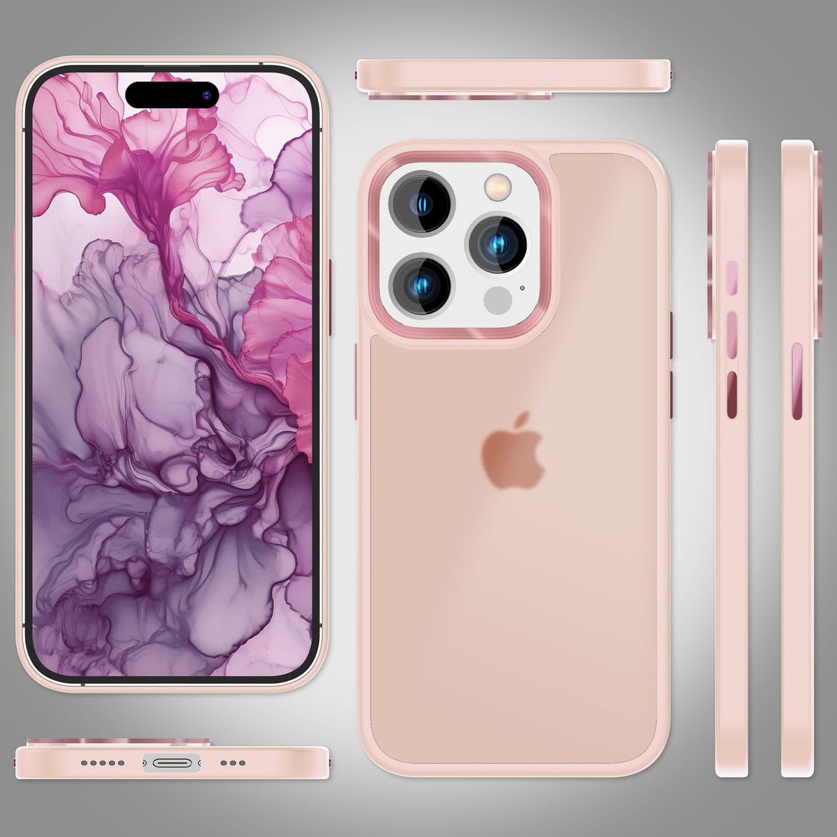 NALIA Matte Handyhülle für iPhone 15 Pro – Stoßfester Silikon-Rahmen & Semi-Transparent – FUZION (Anti-Fingerprint Case) – Marke aus Berlin