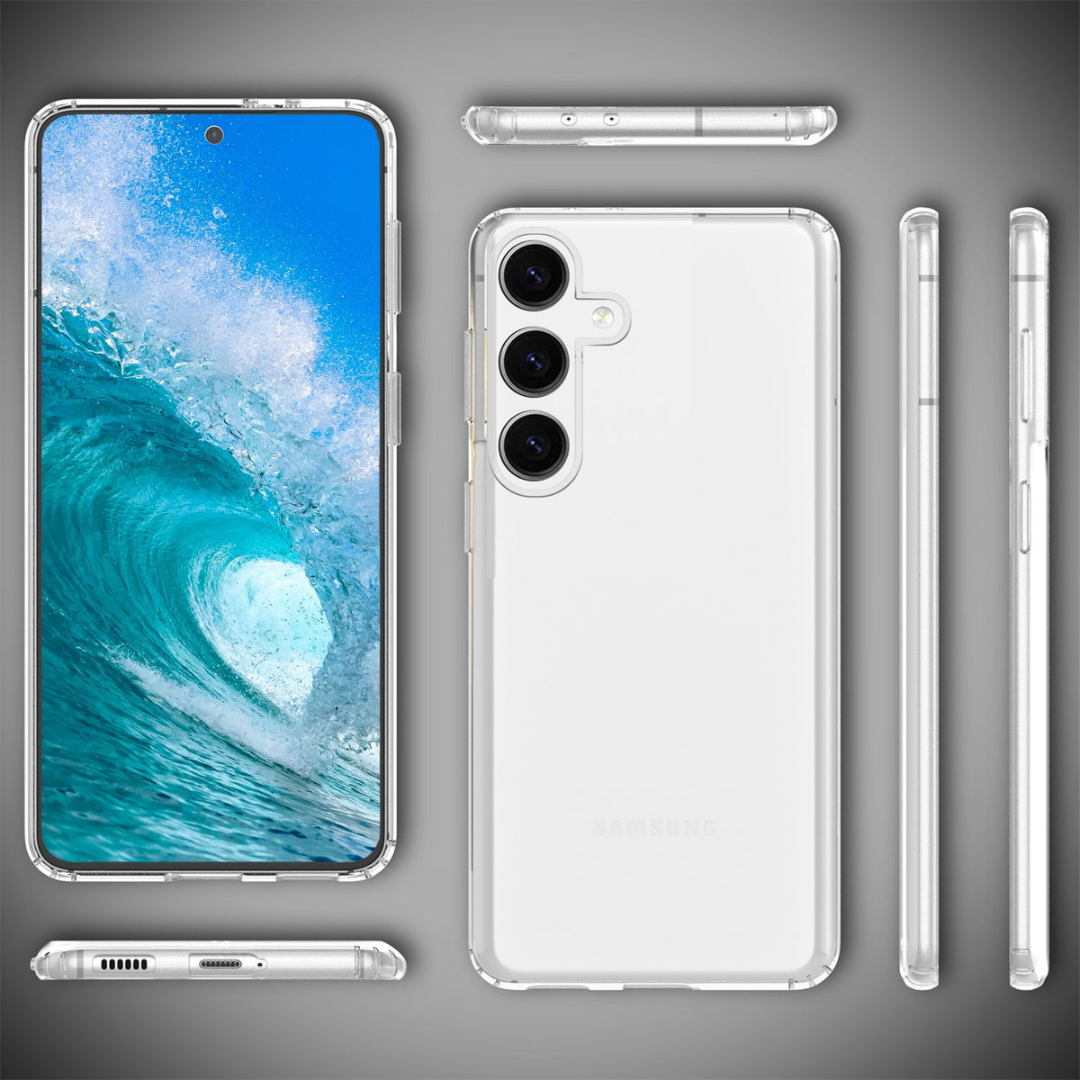 NALIA Transparente Hülle für Samsung Galaxy S24 Plus – Harte Rückseite & Silikon Rand – IGNITE (Stoßfeste Handyhülle & Verstärkte Ecken) – Marke aus Berlin