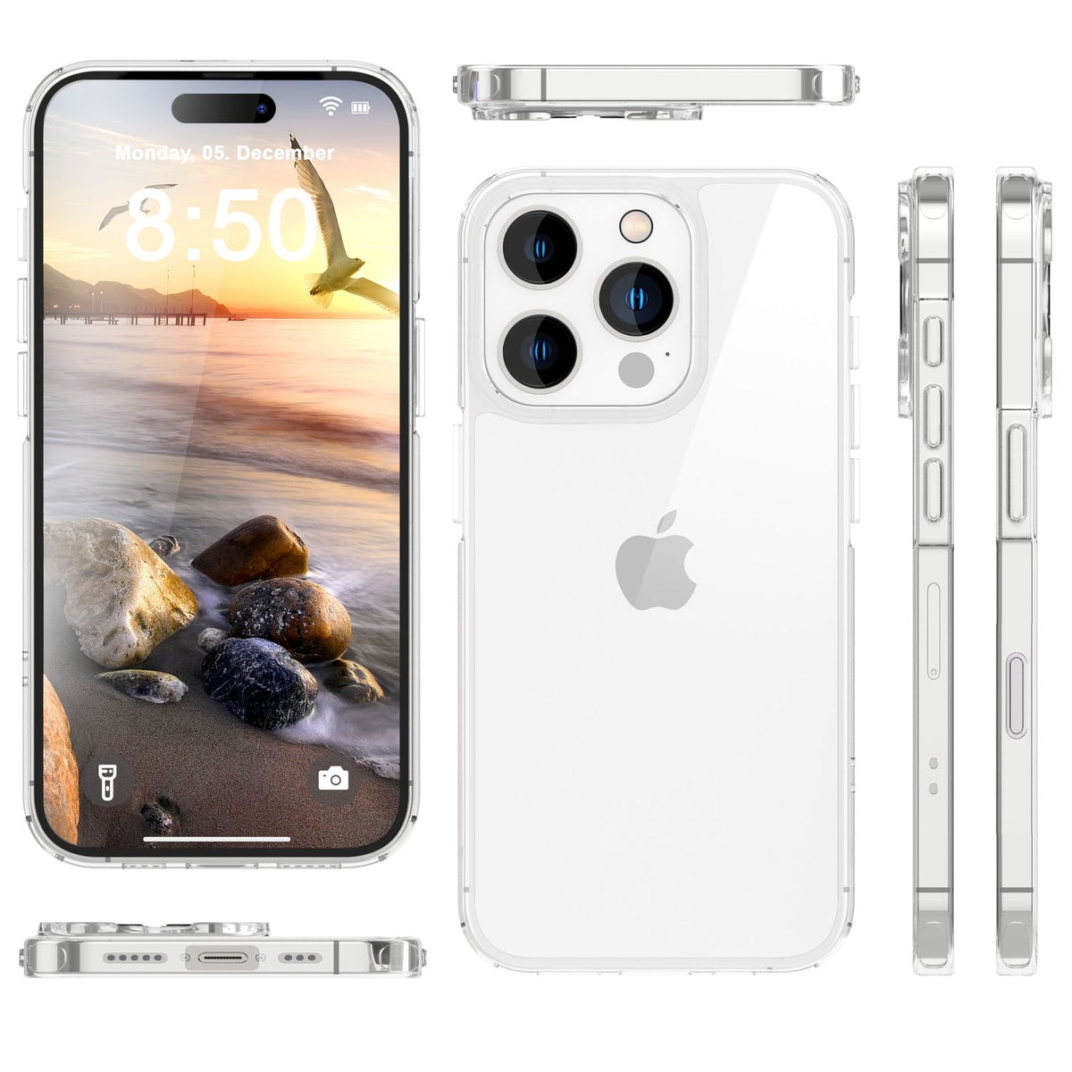 NALIA Transparente Hülle für iPhone 16 Pro Max – Anti-Gelb & Stoßfest – BLYSS (Rückseite in Glas-Optik) – Marke aus Berlin