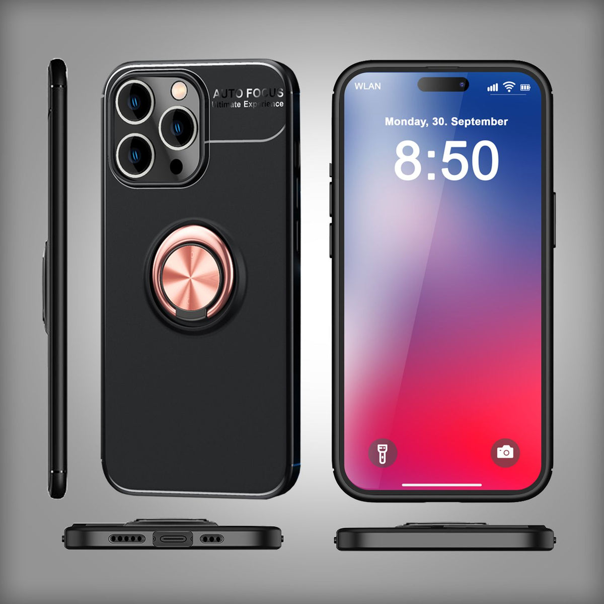 NALIA Ringhülle für iPhone 16 Pro Max – Ring-Ständer 360° & für Magnet-Halter – GRIP360 (Mattiertes Silikon Case) – Marke aus Berlin