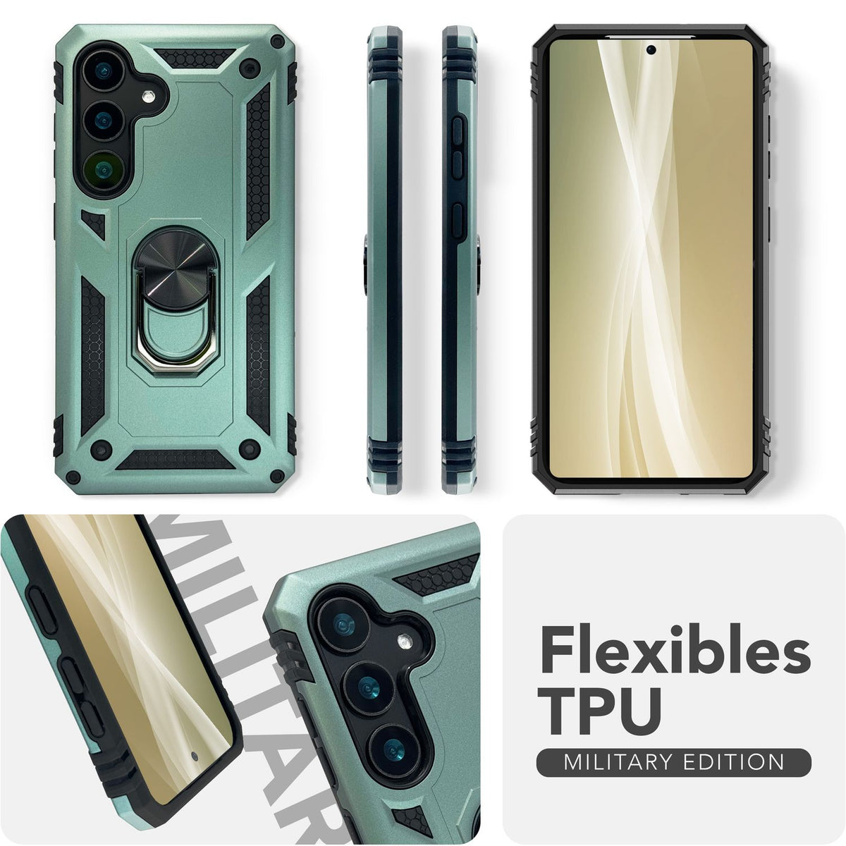 NALIA Panzerhülle für Samsung Galaxy S25 – Ring-Ständer 360° & Magnet-Halterung Kompatibel – RINGDEFEND (Stoßfestes Outdoor Case) – Marke aus Berlin