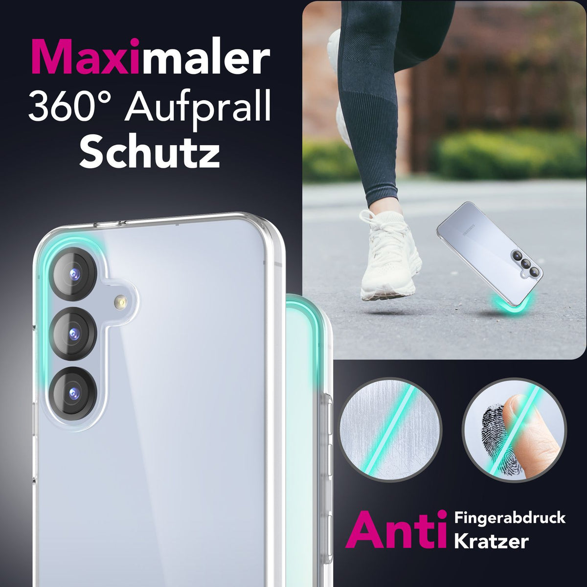 NALIA 360° Hülle für Samsung Galaxy S25 Plus – Vorne & Hinten Schutz – 360GUARD (Full-Body Case) – Marke aus Berlin