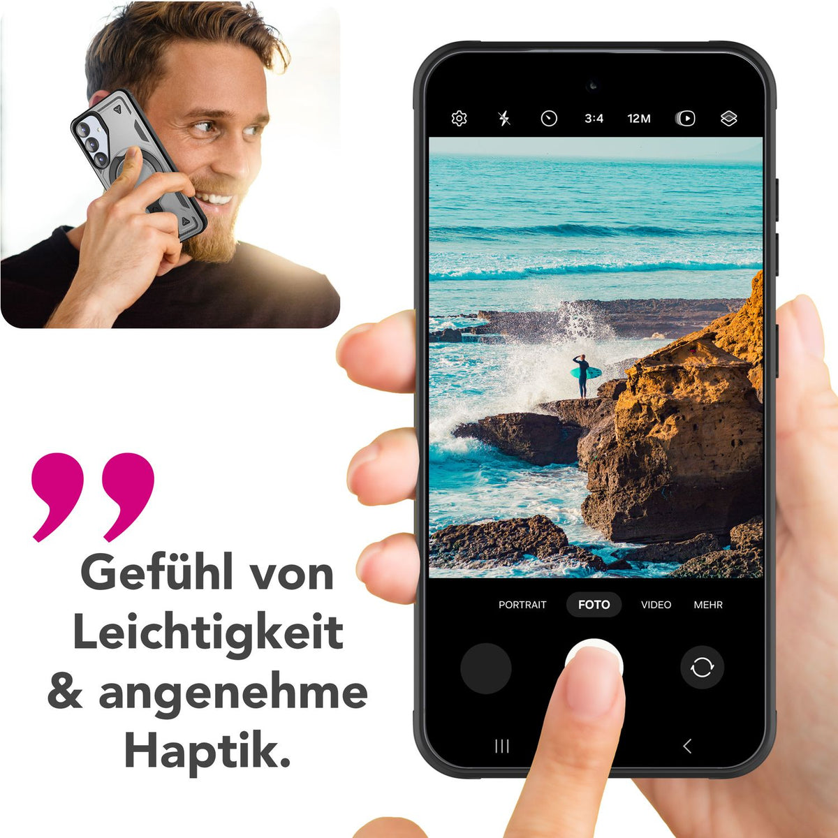 NALIA Magnetische Panzerhülle für Samsung Galaxy S25 – Ring-Halterung 360° & MagSafe kompatibel – STORMGUARD (Outdoor Case) – Marke aus Berlin