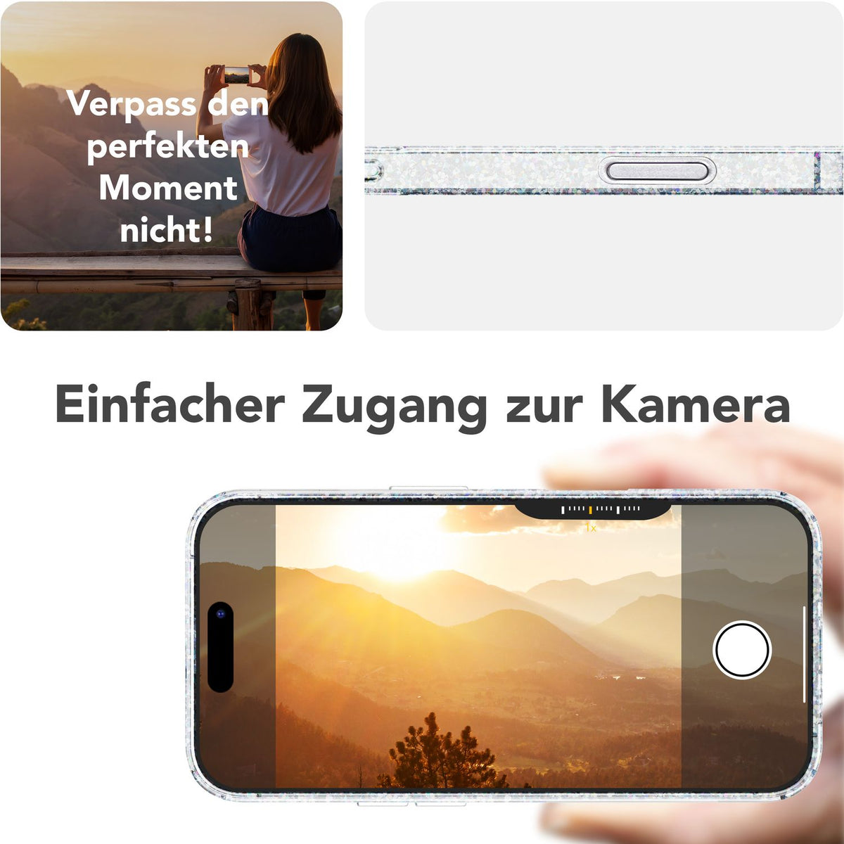 NALIA Glitzerhülle für iPhone 16 Pro – MagSafe kompatibel & Funkelnd – STARLITE (Klares Hybrid-Case mit Silikon-Rahmen & Anti-Gelb Rückseite) – Marke aus Berlin
