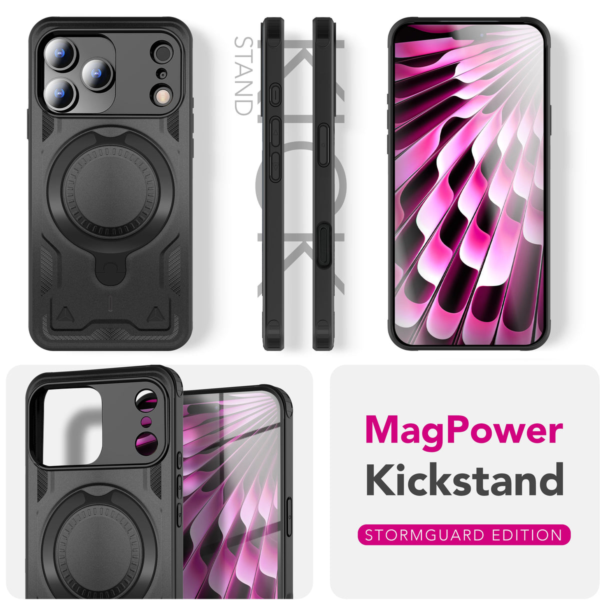 NALIA Magnetische Panzerhülle für iPhone 18 Pro Max / 17 Pro Max – Ring-Halterung 360° & MagSafe kompatibel – STORMGUARD (Outdoor Case) – Marke aus Berlin