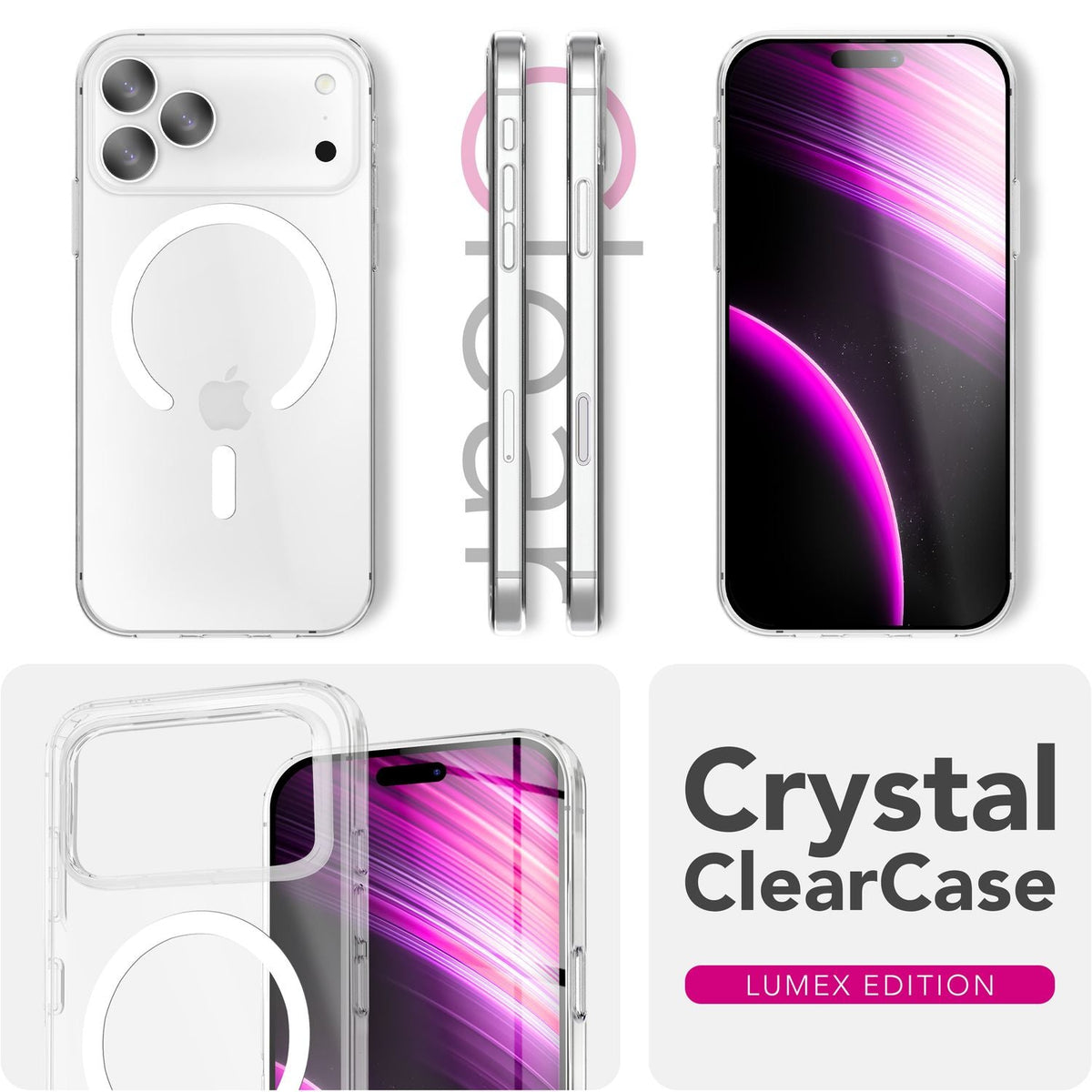 NALIA Transparentes Magnet Case für iPhone 18 Pro Max / 17 Pro Max – MagPower System (MagSafe kompatibel) – LUMEX (Edle Glas-Optik, aber unzerbrechlich) – Marke aus Berlin
