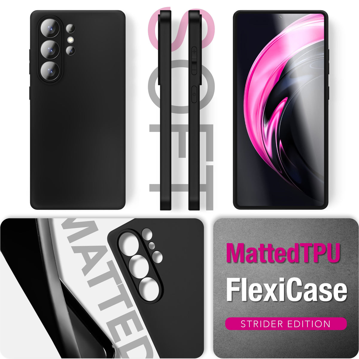 NALIA Matte Silikonhülle für Samsung Galaxy S26 Ultra – Slim, Schwarz & Rutschfest – STRIDER (Soft Case, Kameraschutz & Stoßfest) – Marke aus Berlin