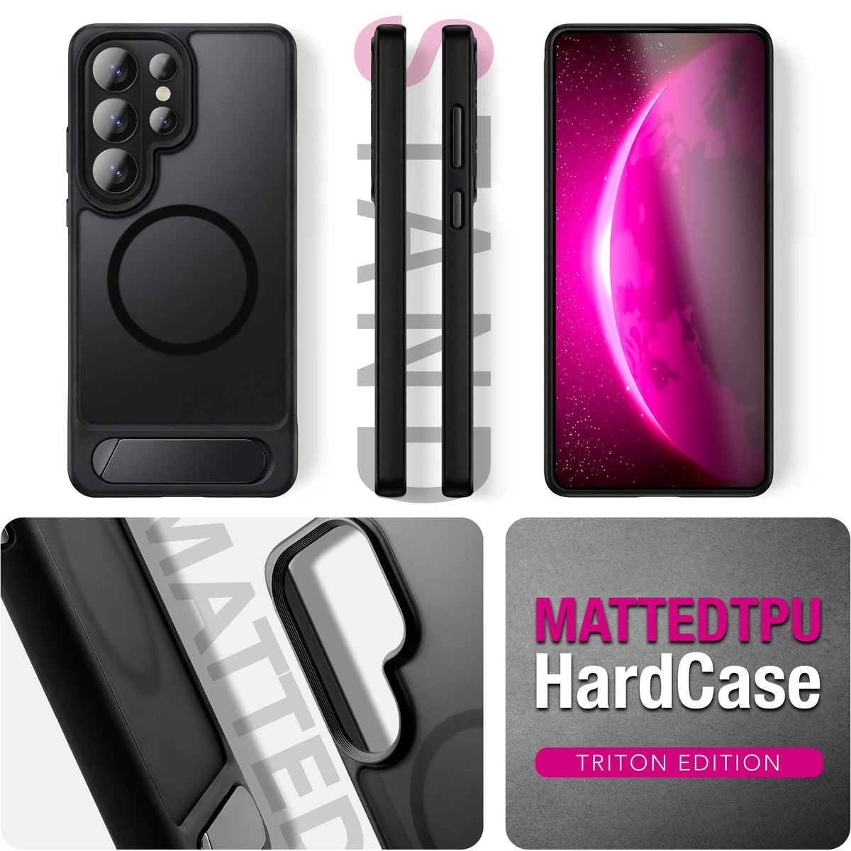 NALIA Mattes Magnet-Hardcase für Samsung Galaxy S26 Ultra – MagSafe kompatibel & Klappständer – TRITON (Stoßfeste Anti-Gelb Handyhülle) – Marke aus Berlin