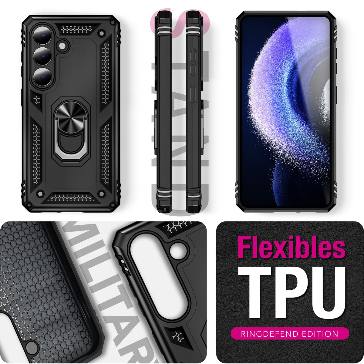 NALIA Panzerhülle für Samsung Galaxy S26 – Ring-Ständer 360° & Magnet-Halterung Kompatibel – RINGDEFEND (Stoßfestes Outdoor Case) – Marke aus Berlin