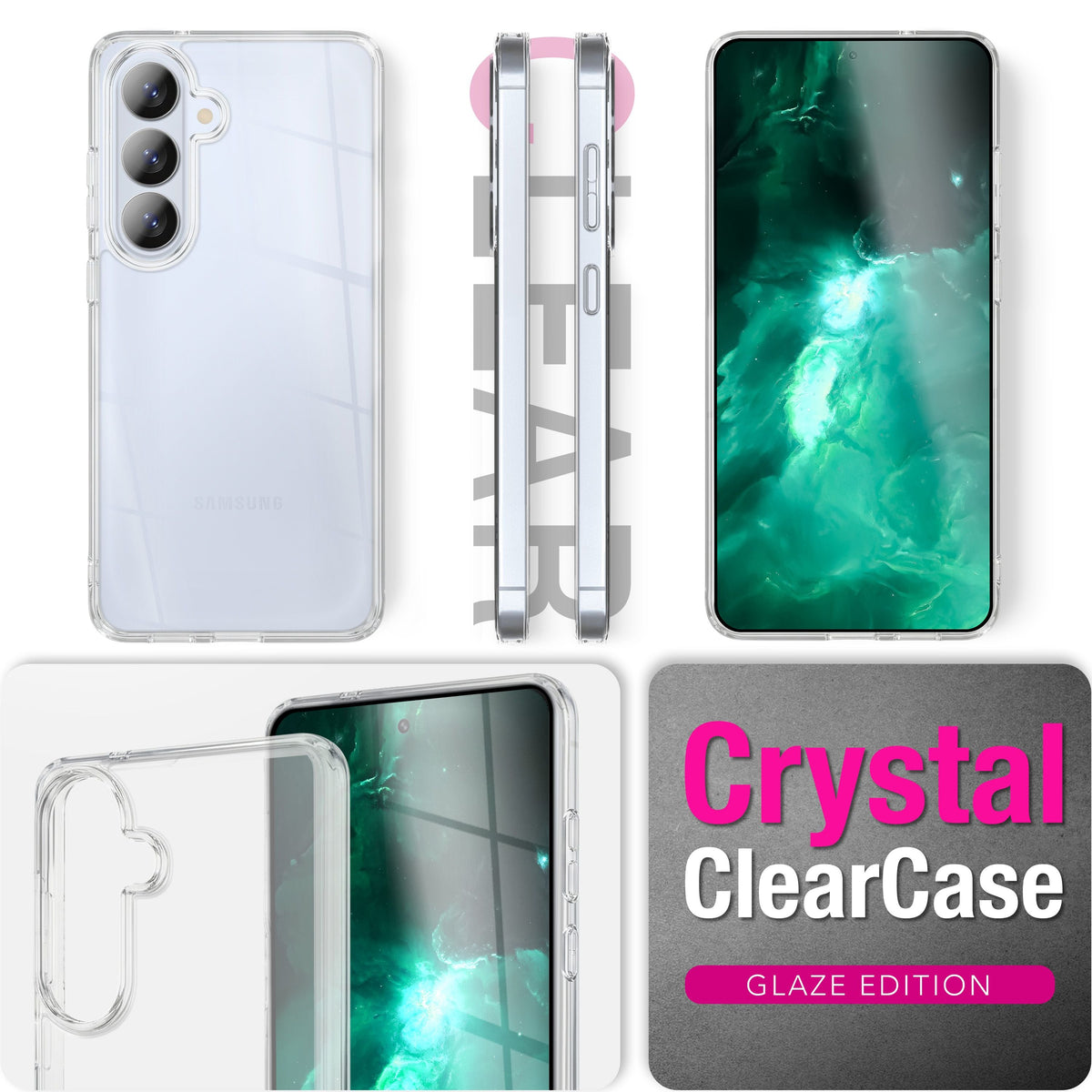 NALIA Transparente Hülle für Samsung Galaxy S26 Plus – Anti-Gelb & Stoßfest – GLAZE (Rückseite in Glas-Optik) – Marke aus Berlin