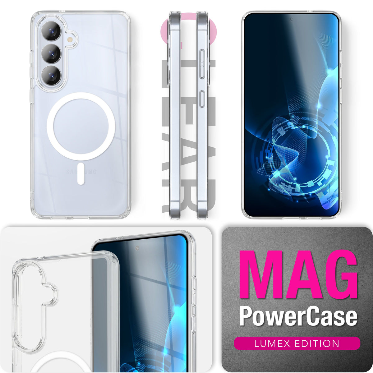 NALIA Transparentes Magnet Case für Samsung Galaxy S26 – MagPower System (MagSafe kompatibel) – LUMEX (Edle Glas-Optik, aber unzerbrechlich) – Marke aus Berlin