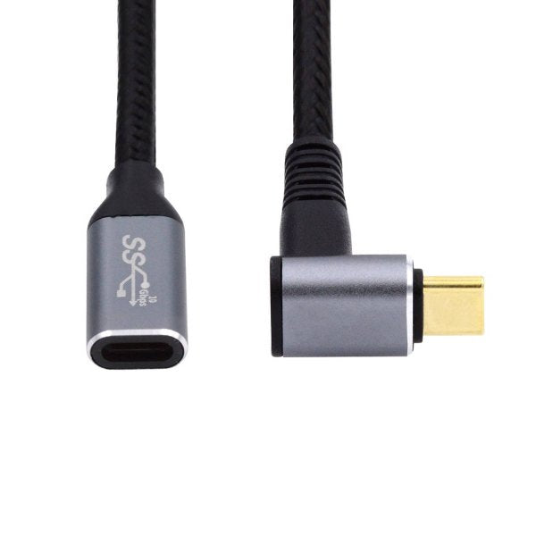 USB 3.1 Gen 2 Typ C Kabel 100 cm Stecker zu Buchse 10 Gbit/s 100W Winkel | System-S