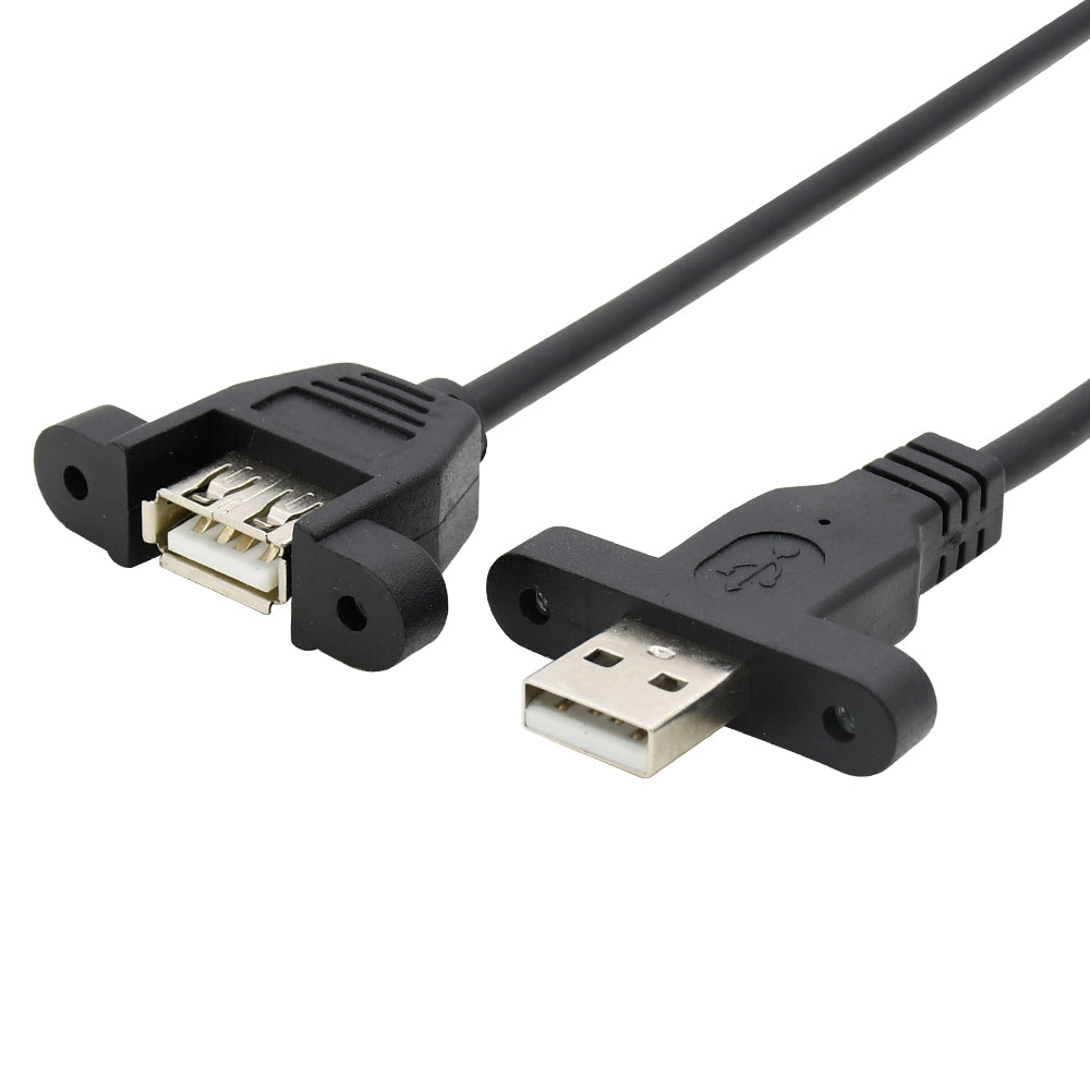 USB Typ A (male) Kabel auf USB Typ A (female) Doppel Panel Mount Kabel 32cm | System-S