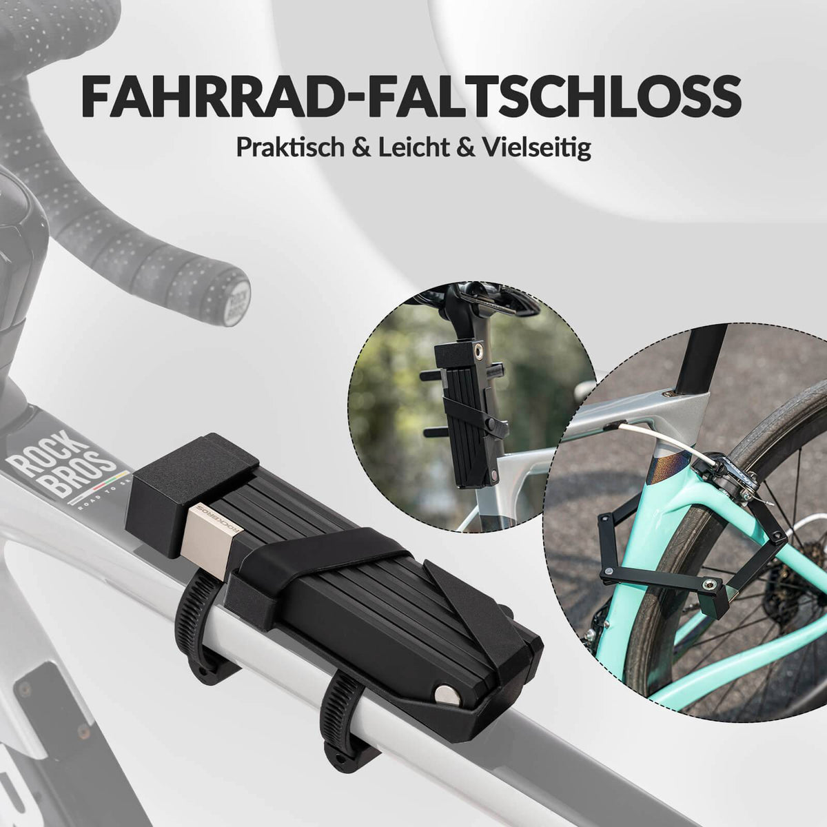 ROCKBROS Faltschloss Fahrradschloss mit Halterung