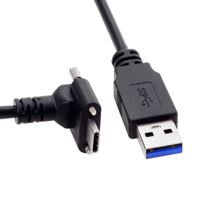 SYSTEM-S USB 3.1 Kabel 8 m Typ C Stecker zu 3.0 Typ A Stecker Schraube Winkel Schwarz - DREIKS