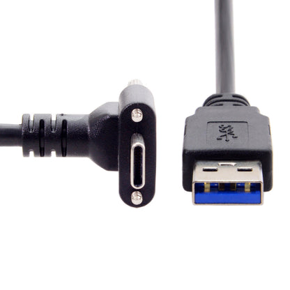 System-S USB 3.0 A male to USB Type C 3.1 male cable 90 degree angled 120cm with locking screw