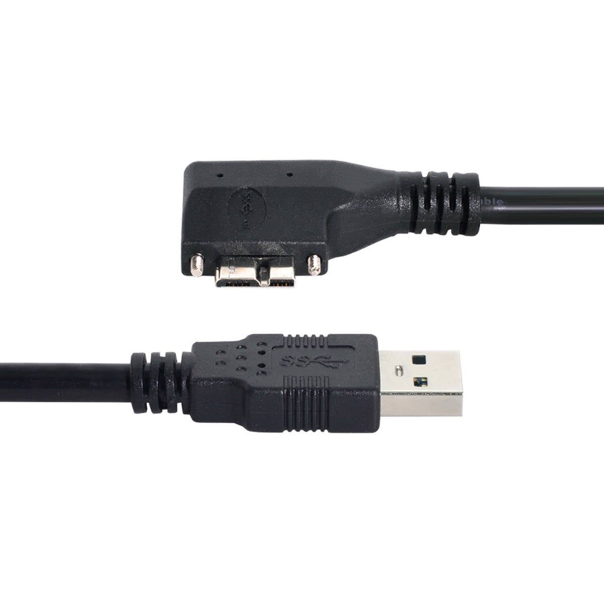 SYSTEM-S USB 3.0 Kabel 5 m Typ A Stecker zu Micro B Stecker Winkel Schraube in Schwarz - DREIKS