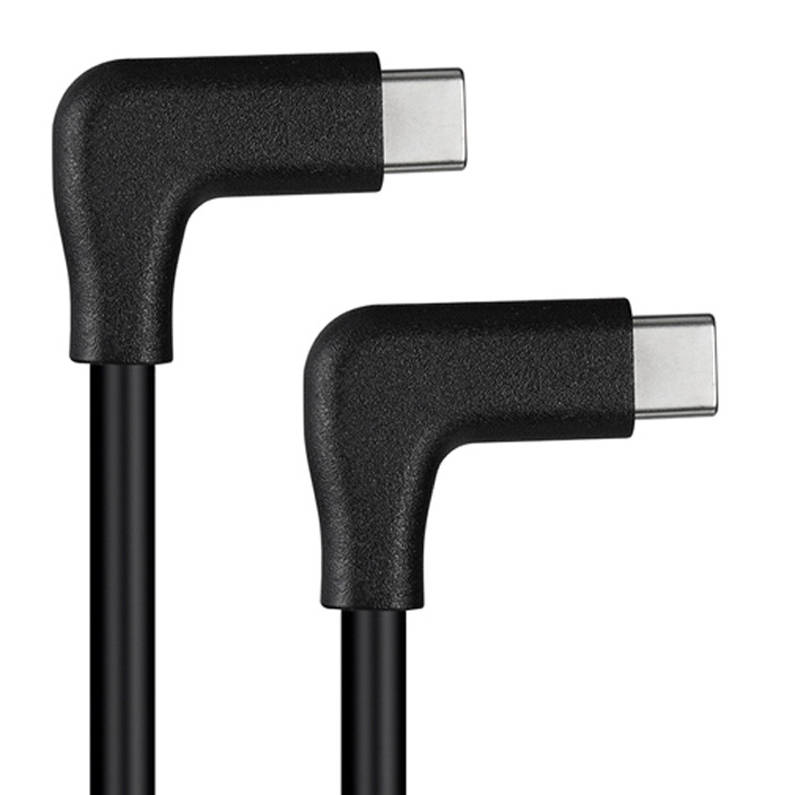 SYSTEM-S USB 3.1 Gen 2 Kabel 100 cm Typ C Stecker zu Stecker 2x Winkel in Schwarz - DREIKS