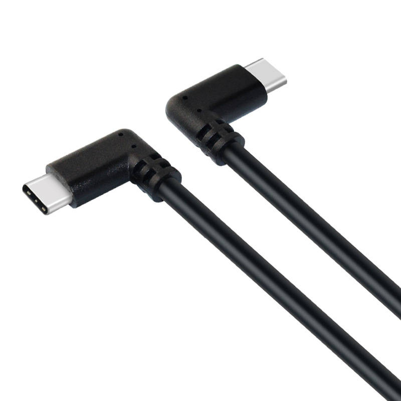 SYSTEM-S USB 3.1 Gen 2 Kabel 100 cm Typ C Stecker zu Stecker 2x Winkel in Schwarz - DREIKS