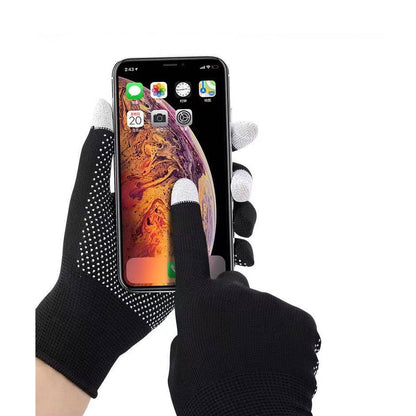 SYSTEM-S anti-slip fabric gloves for smartphones and touch screens in black