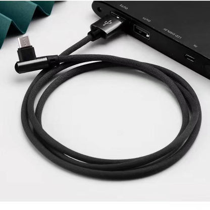 SYSTEM-S Micro USB Kabel 90° grad rechts gewinkelt Winkelstecker zu USB 2.0 Typ A 90° Grad rechts gewinkelt Datenkabel Ladekabel 20 cm in Schwarz - DREIKS