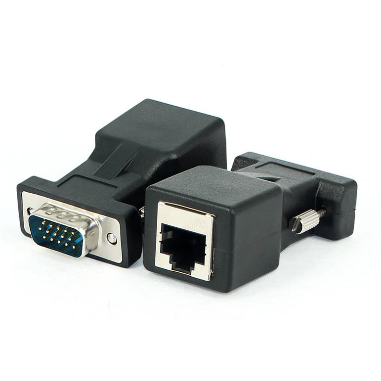 SYSTEM-S Ethernet VGA over IP converter 2x VGA plug to LAN RJ45 socket 20m range