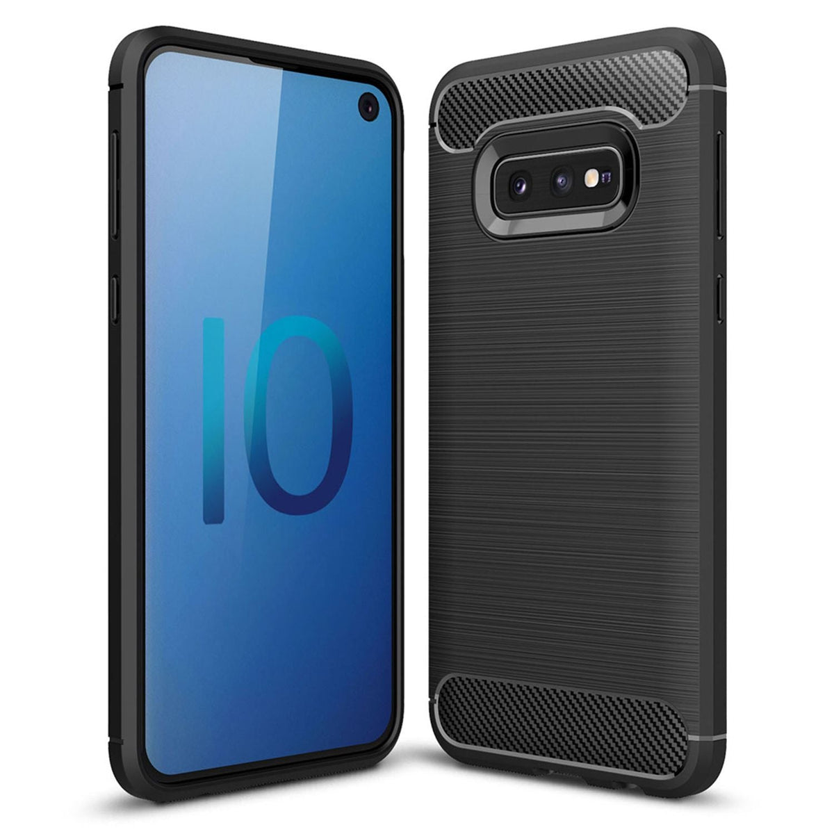 NALIA Silikonhülle für Samsung Galaxy S10e – Rutschfest & Matt – VORTEX (Gebürstete Optik & Carbon Design) – Marke aus Berlin