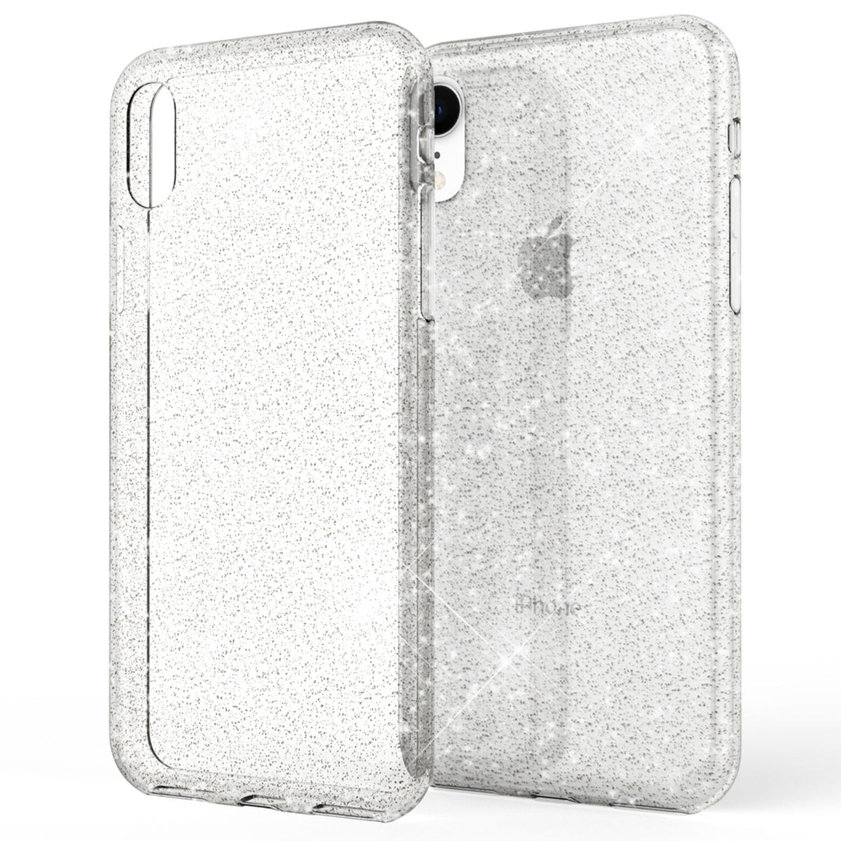 NALIA Glitzerhülle für iPhone XR – Funkelndes Silikon Case – DAZZLIN (Transparent & Stoßfest) – Marke aus Berlin