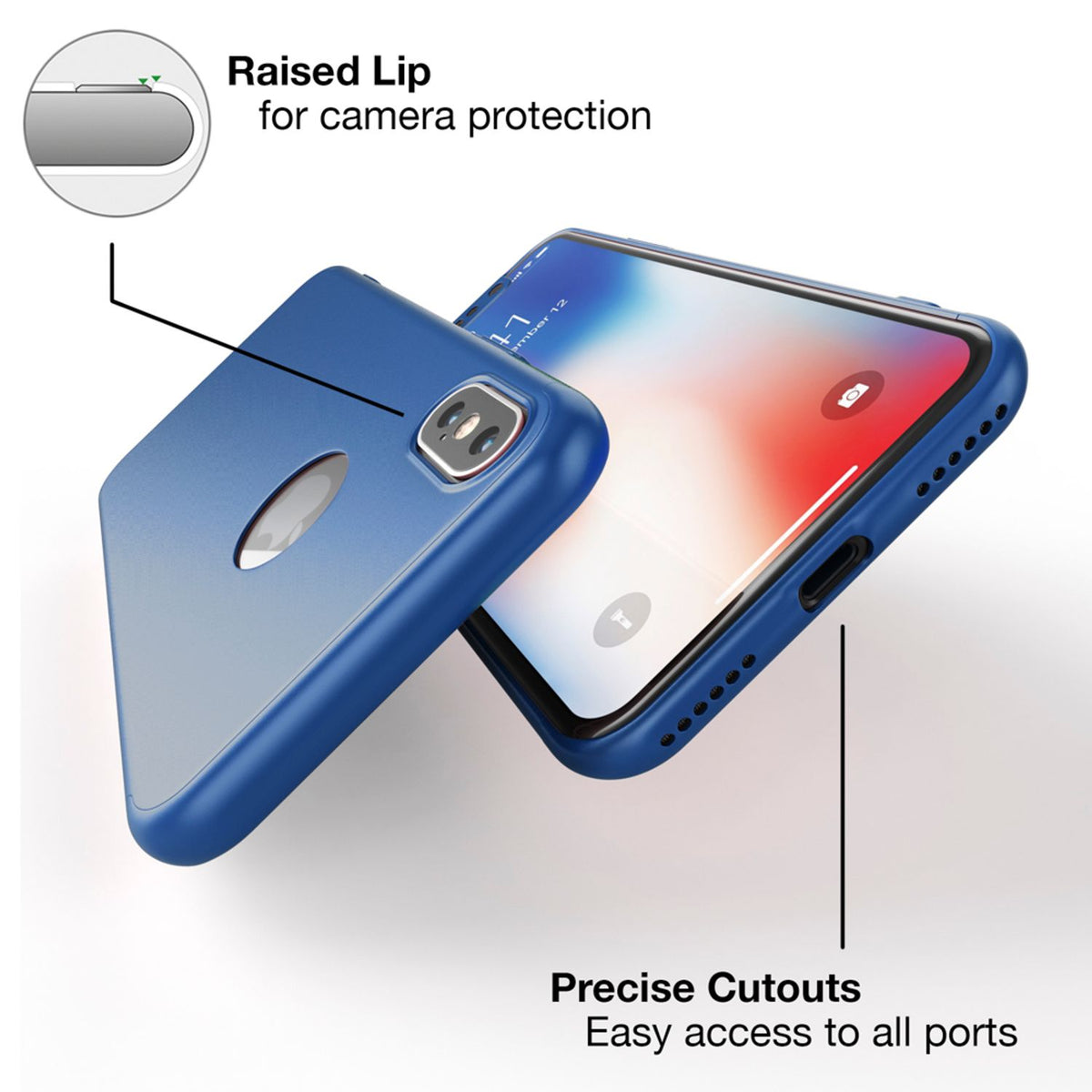 NALIA 360° Handyhülle kompatibel mit iPhone X XS, Full-Cover & Schutzglas Vorne Hinten Rundum Hülle Doppel-Schutz, Ganzkörper Hard-Case Dünn Handy-Tasche, Bumper & Displayschutz