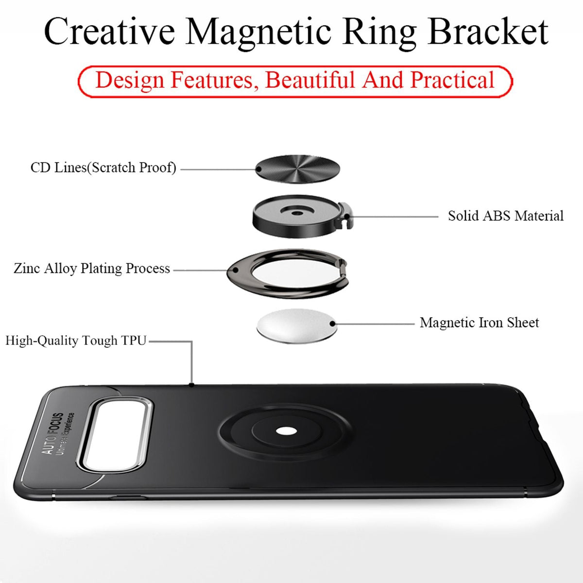 NALIA Ring Hülle kompatibel mit Samsung Galaxy S10 Plus, Schutzhülle Cover magnetische Silikon Handyhülle für KFZ-Halterung 360-Grad Finger-Halter, Dünnes Case Ständer Slim Etui Bumper