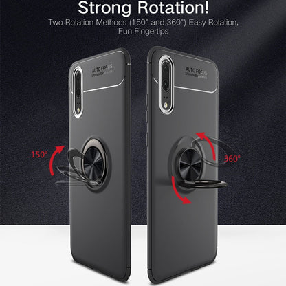 NALIA Ring Hülle kompatibel mit Huawei P20, Schutzhülle Cover magnetische Silikon Handyhülle für KFZ-Halterung 360-Grad Finger-Halter, Case Dünn Smartphone Ständer Slim Back Etui Bumper - Schwarz