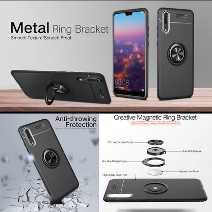 NALIA Ring Hülle kompatibel mit Huawei P20, Schutzhülle Cover magnetische Silikon Handyhülle für KFZ-Halterung 360-Grad Finger-Halter, Case Dünn Smartphone Ständer Slim Back Etui Bumper - Schwarz