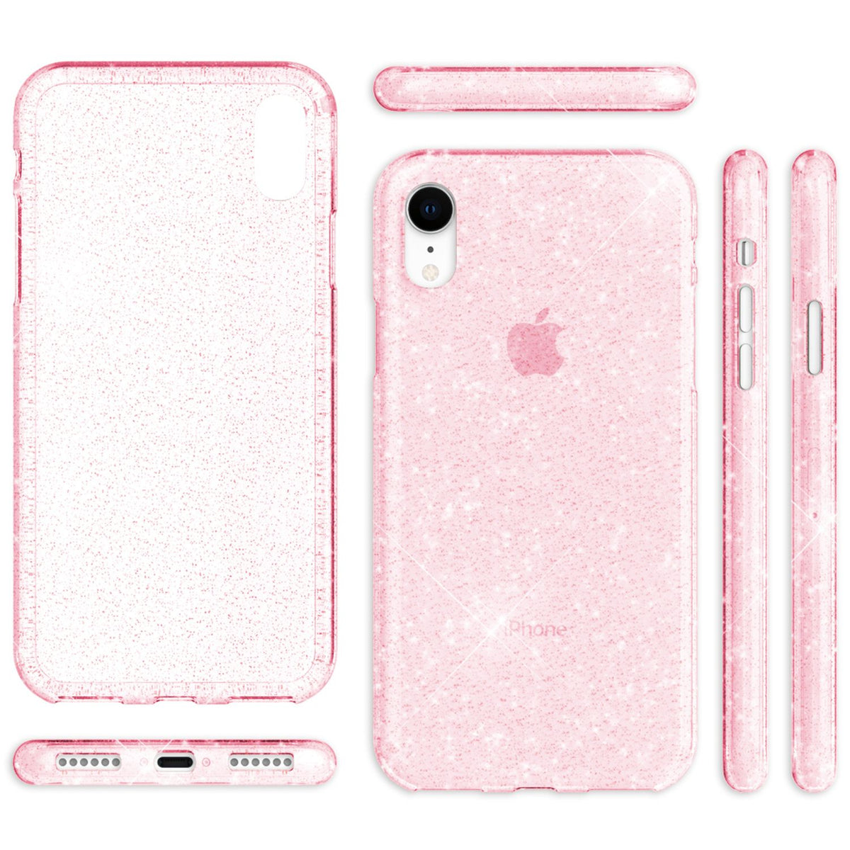 NALIA Glitzerhülle für iPhone XR – Funkelndes Silikon Case – DAZZLIN (Transparent & Stoßfest) – Marke aus Berlin