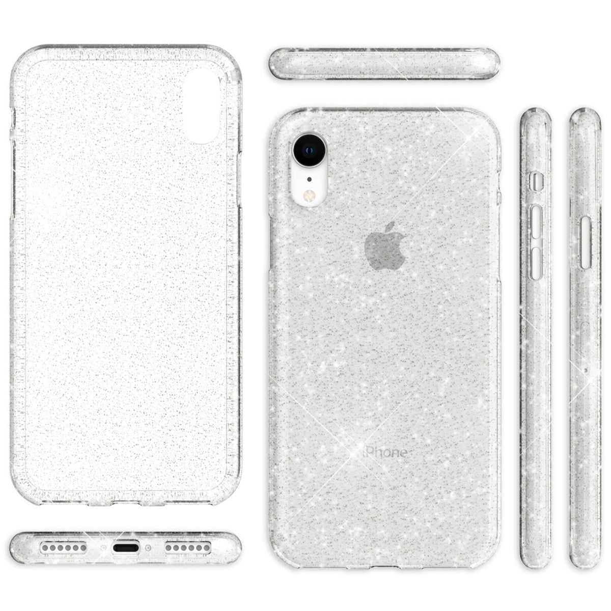 NALIA Glitzerhülle für iPhone XR – Funkelndes Silikon Case – DAZZLIN (Transparent & Stoßfest) – Marke aus Berlin