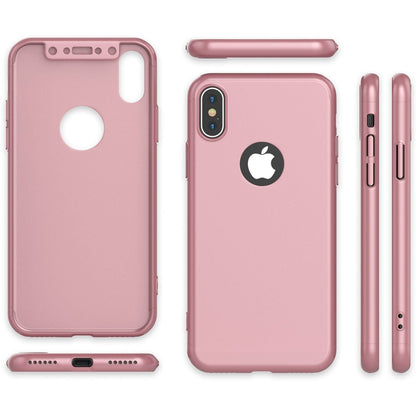 NALIA 360° Handyhülle kompatibel mit iPhone X XS, Full-Cover & Schutzglas Vorne Hinten Rundum Hülle Doppel-Schutz, Ganzkörper Hard-Case Dünn Handy-Tasche, Bumper & Displayschutz