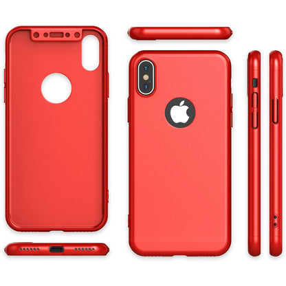 NALIA 360° Handyhülle kompatibel mit iPhone X XS, Full-Cover & Schutzglas Vorne Hinten Rundum Hülle Doppel-Schutz, Ganzkörper Hard-Case Dünn Handy-Tasche, Bumper & Displayschutz