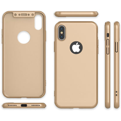 NALIA 360° Handyhülle kompatibel mit iPhone X XS, Full-Cover & Schutzglas Vorne Hinten Rundum Hülle Doppel-Schutz, Ganzkörper Hard-Case Dünn Handy-Tasche, Bumper & Displayschutz
