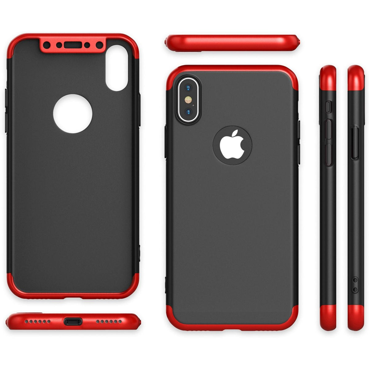 NALIA 360° Handyhülle kompatibel mit iPhone X XS, Full-Cover & Schutzglas Vorne Hinten Rundum Hülle Doppel-Schutz, Ganzkörper Hard-Case Dünn Handy-Tasche, Bumper & Displayschutz