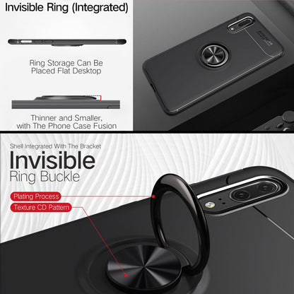 NALIA Ring Hülle kompatibel mit Huawei P20, Schutzhülle Cover magnetische Silikon Handyhülle für KFZ-Halterung 360-Grad Finger-Halter, Case Dünn Smartphone Ständer Slim Back Etui Bumper - Schwarz